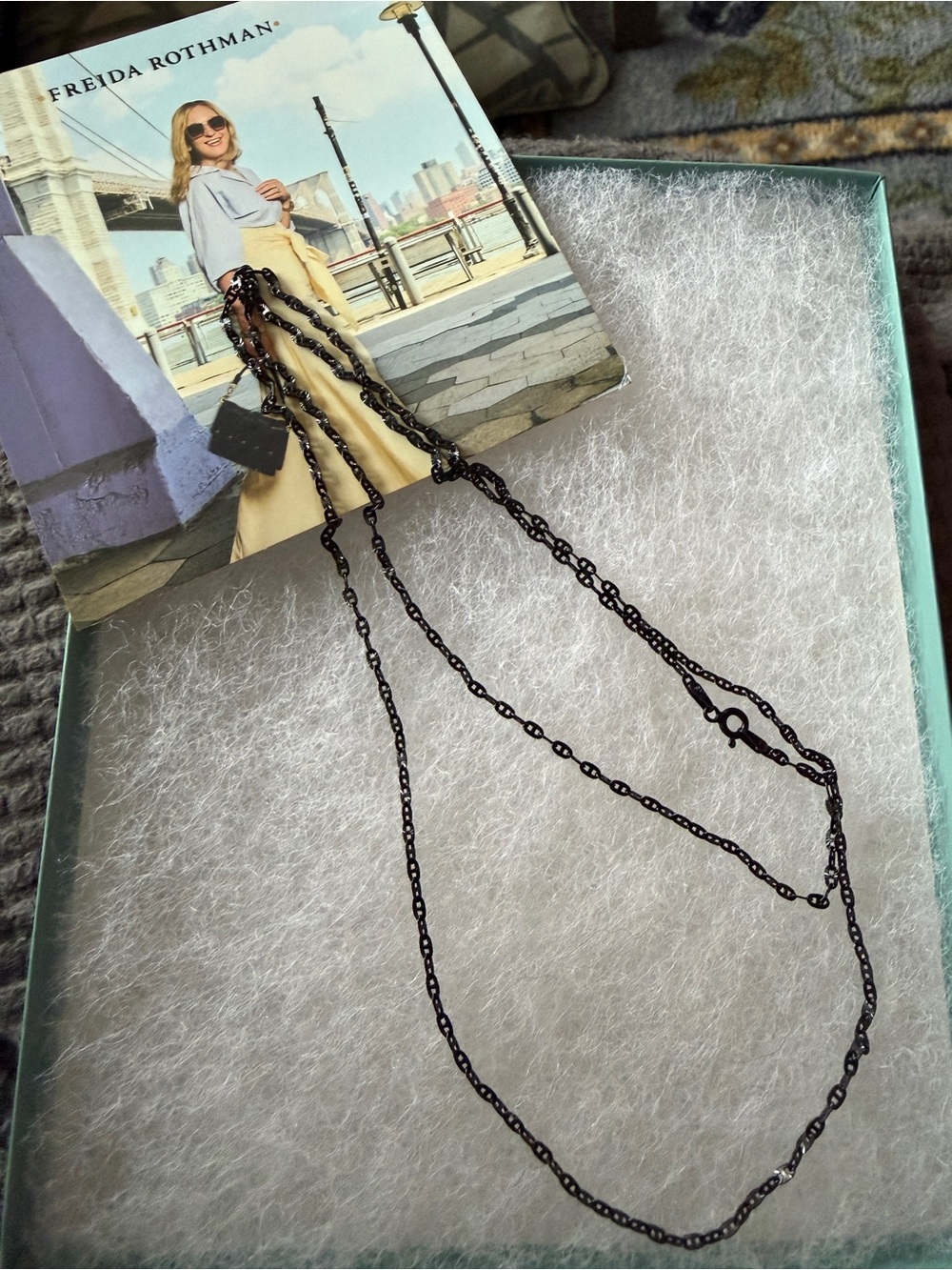 Freida Rothman Vault Black Rhodium Mariner 24” Chain Necklace
